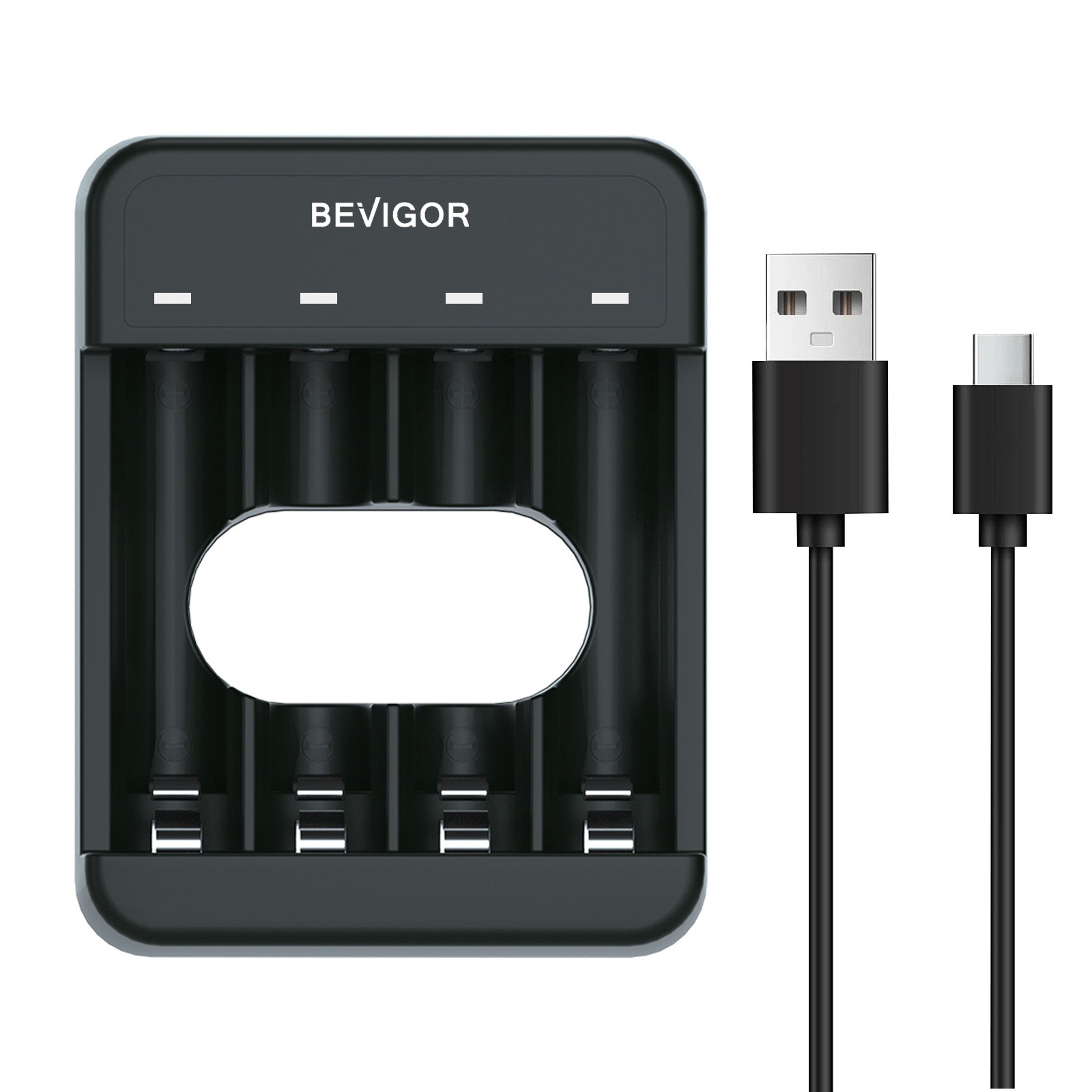 BEVIGOR 4 Bays AA AAA Battery Charger USB for NiMH/NiCD Batteries