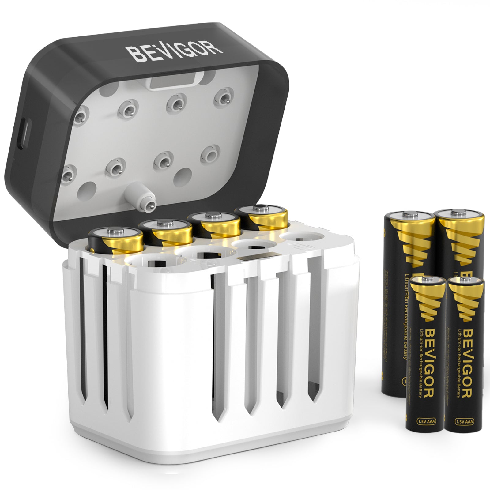 Ultimate 1.5V Lithium AA AAA Rechargeable Battery Kit 10-Bay Smart Case