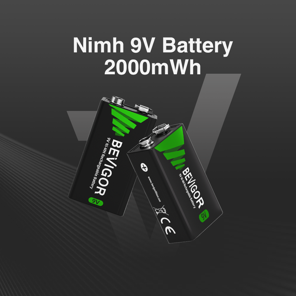 BEVIGOR High Capacity NiMH Rechargeable 9 Volt Battery 2000mAh