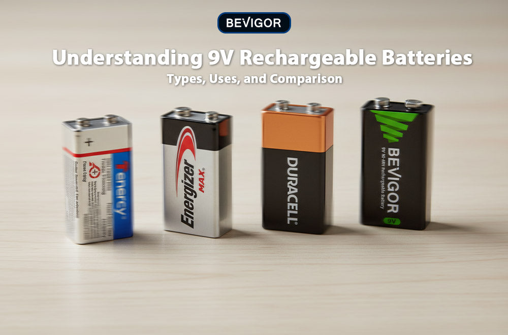 4 brands of 9V rechargeable batteries