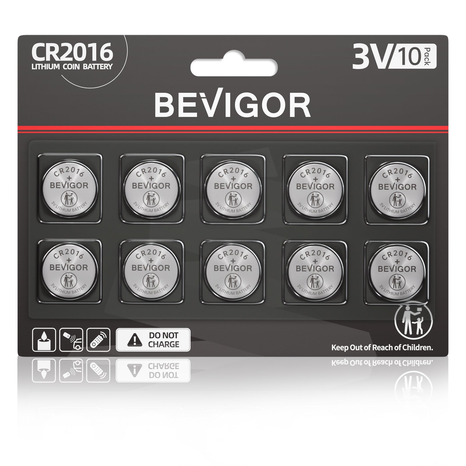 BEVIGOR CR2016 Lithium 3V Coin Battery for Child Safety