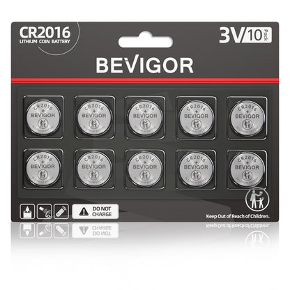 BEVIGOR CR2016 Lithium 3V Coin Battery for Child Safety