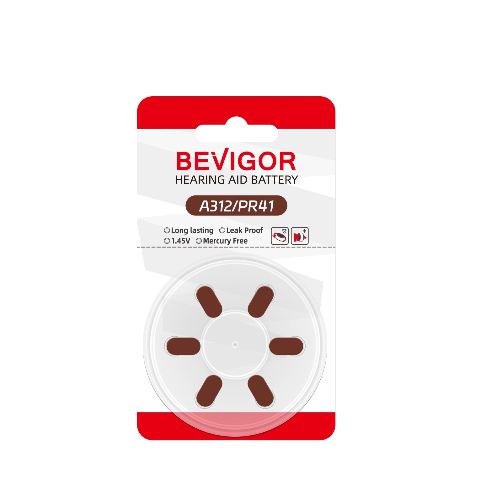 BEVIGOR Hearing Aid Batteries Size 312 Mercury Free 1.4V