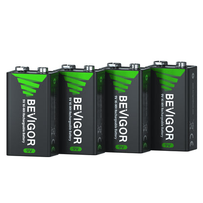 BEVIGOR High Capacity  Rechargeable 9 Volt NiMH Battery 2000mAh