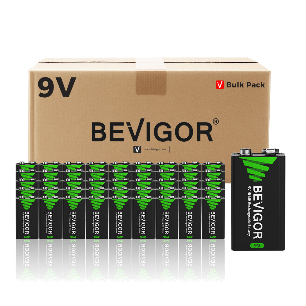 BEVIGOR  9V Rechargeable NiMH Battery 2000mAh Bulk Pack