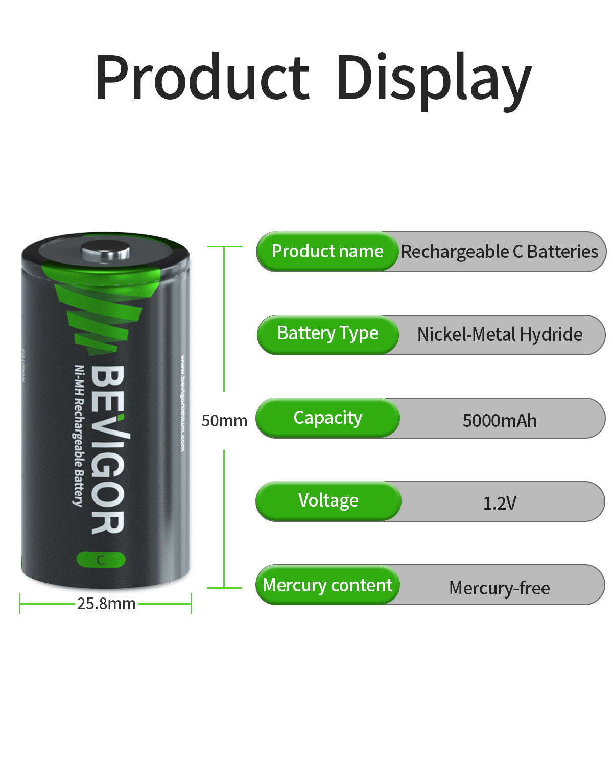 Rechargeable c Batteries 5000mah 1.2v