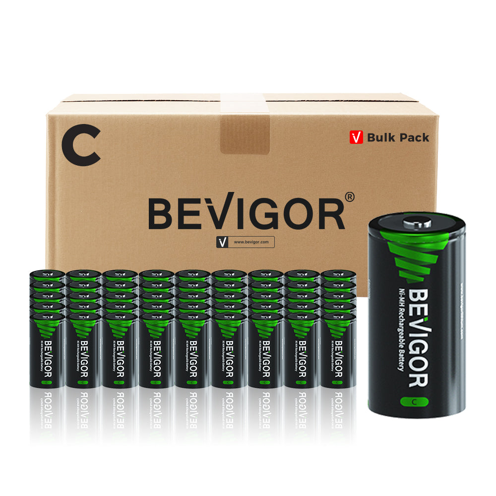 BEVIGOR 5000mAh Rechargeable C Batteries Bulk Pack