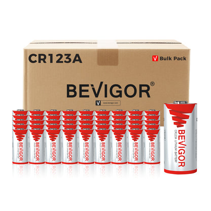 BEVIGOR 1500mAh CR123A Lithium Battery 3 Volt - Bulk Pack