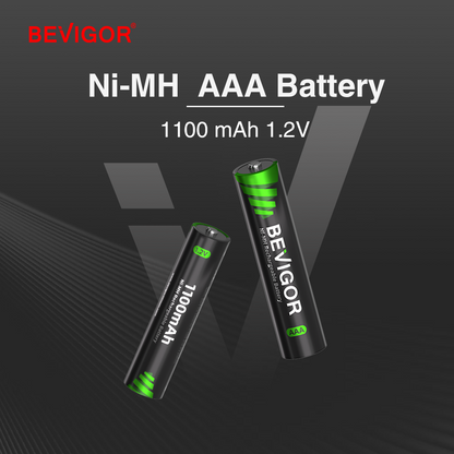 BEVIGOR 1100 mAh NiMH Rechargeable AAA Batteries 1.2V