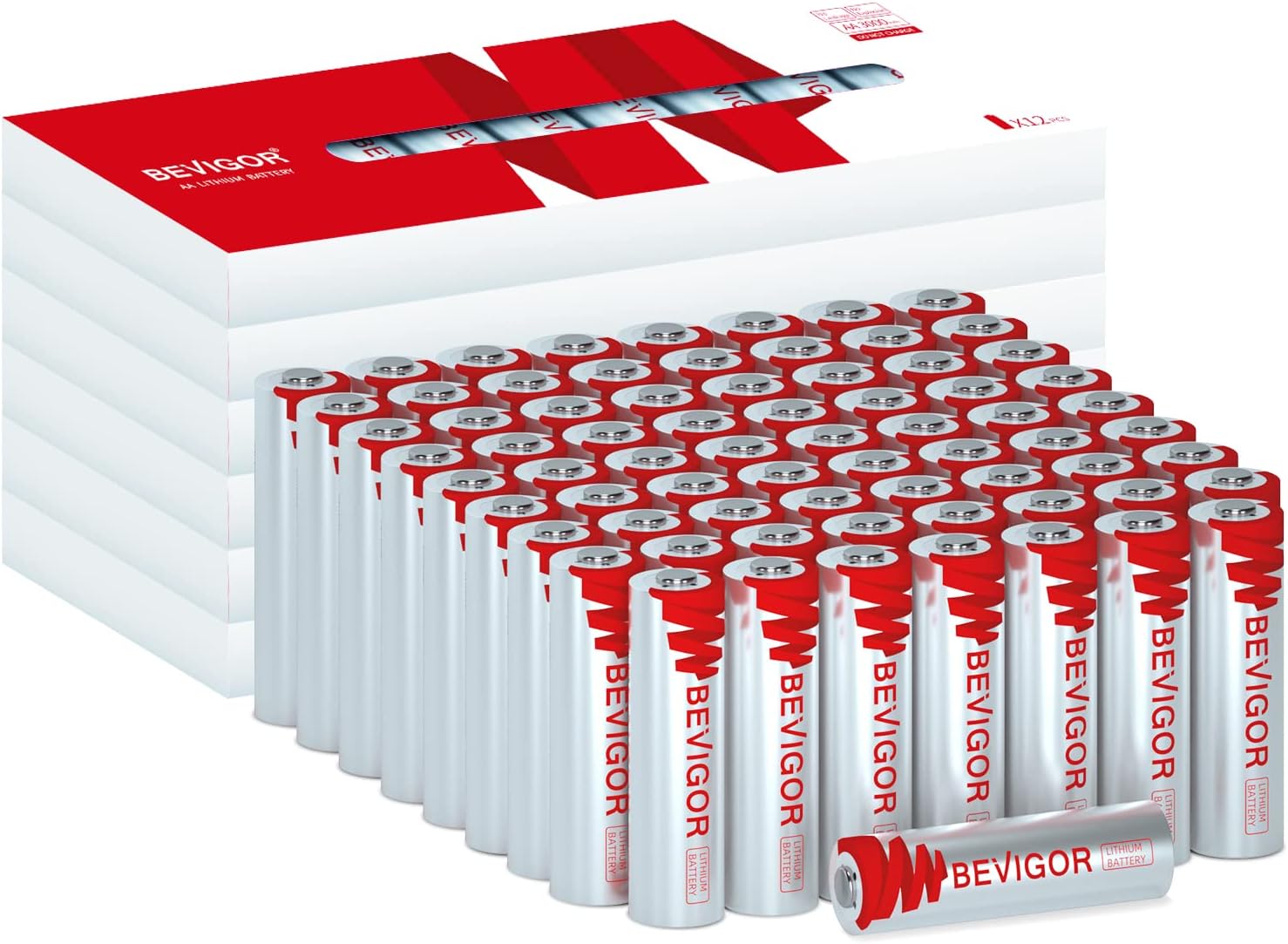 bevigor aa lithium batteries 72pack 3000mAh