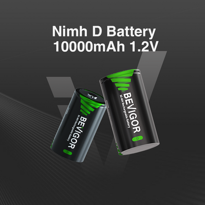 BEVIGOR High Capacity NiMH Rechargeable D Battery 10000mAh