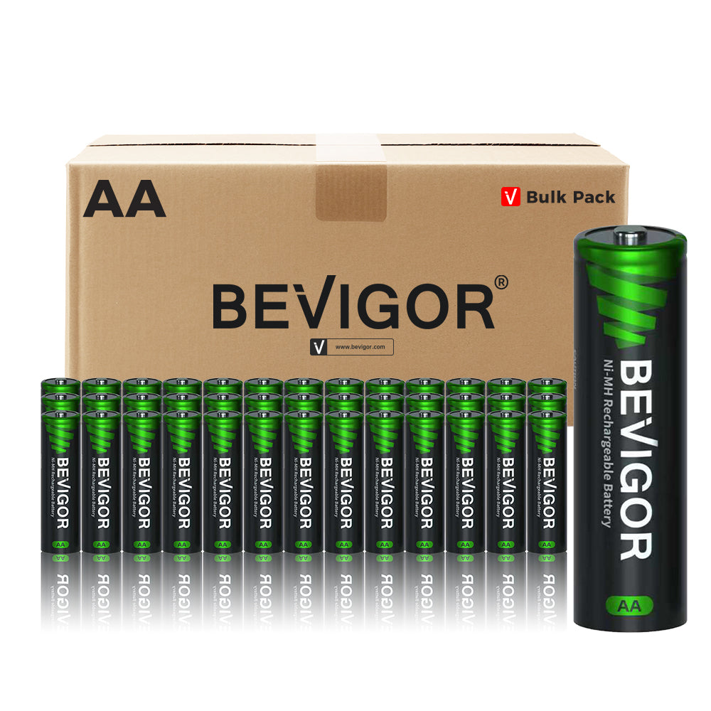 BEVIGOR 2800mAh NiMH AA Rechargeable Batteries 1.2V Bulk Pack