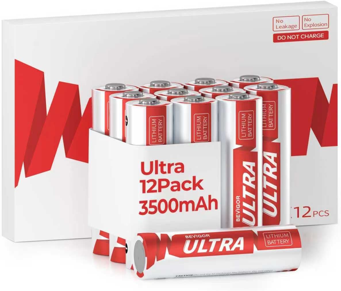 bevigor ultra lithium aa batteries 12pack 3500mAh